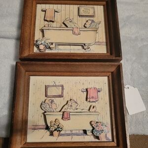 Vintage Bathtub Wall Art Set From 1974